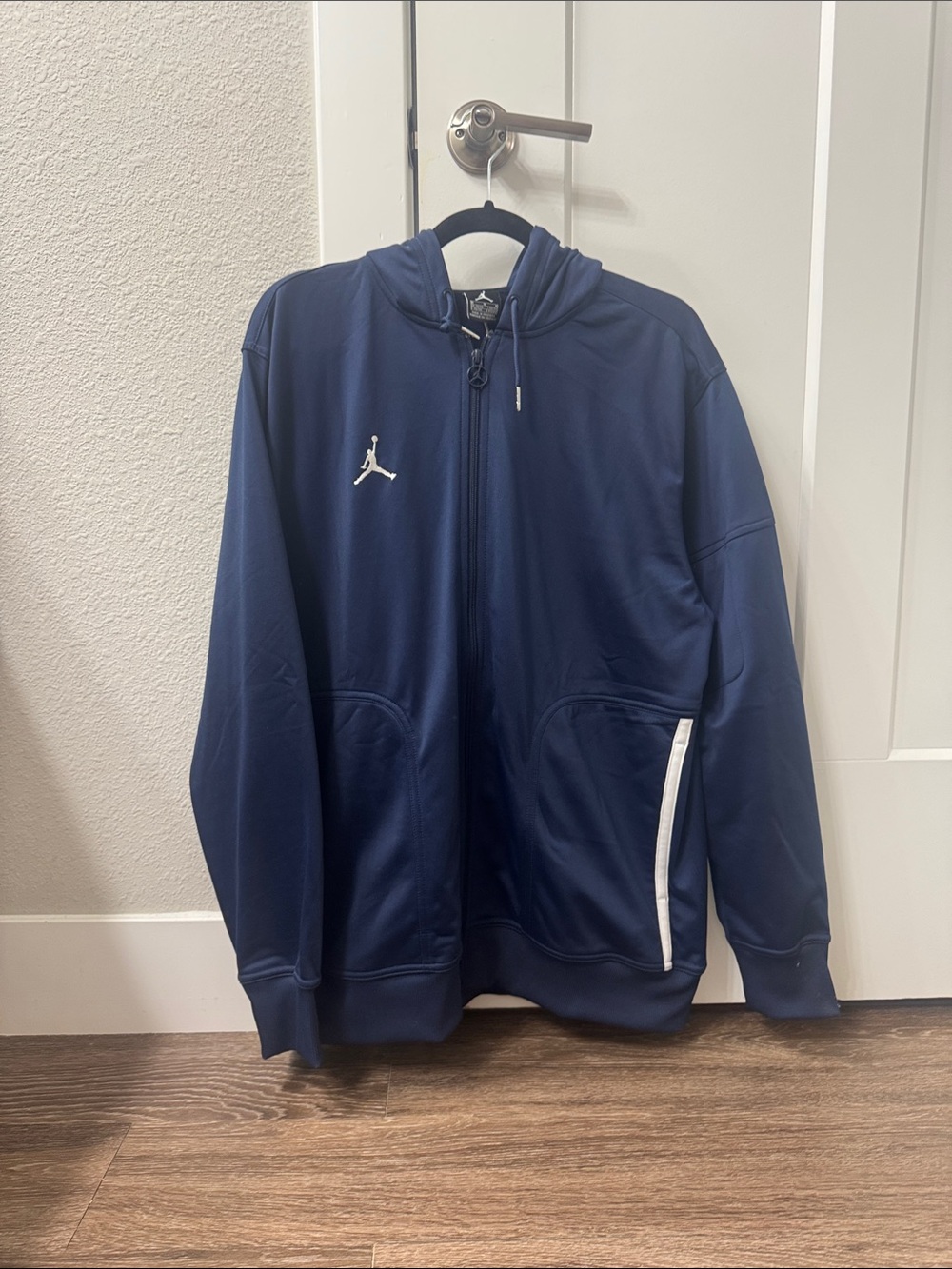 Jordan Navy Full-Zip Performance Hoodie Jacket with White Accents